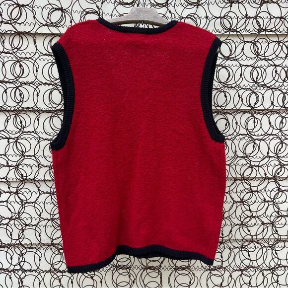 Vintage Graff Red Wool Blend Floral Embroidered Beaded Sweater Vest LARGE - Picture 2 of 6